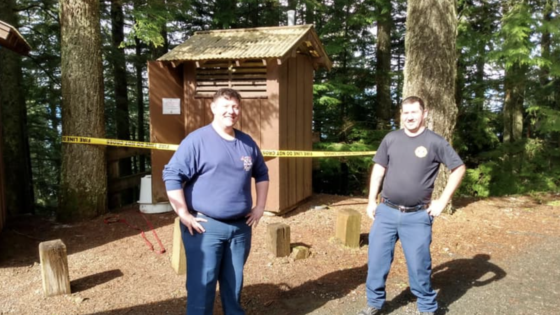 Firefighters who rescued toilet-trapped tourist/ By permission of Brinnon Fire Department
