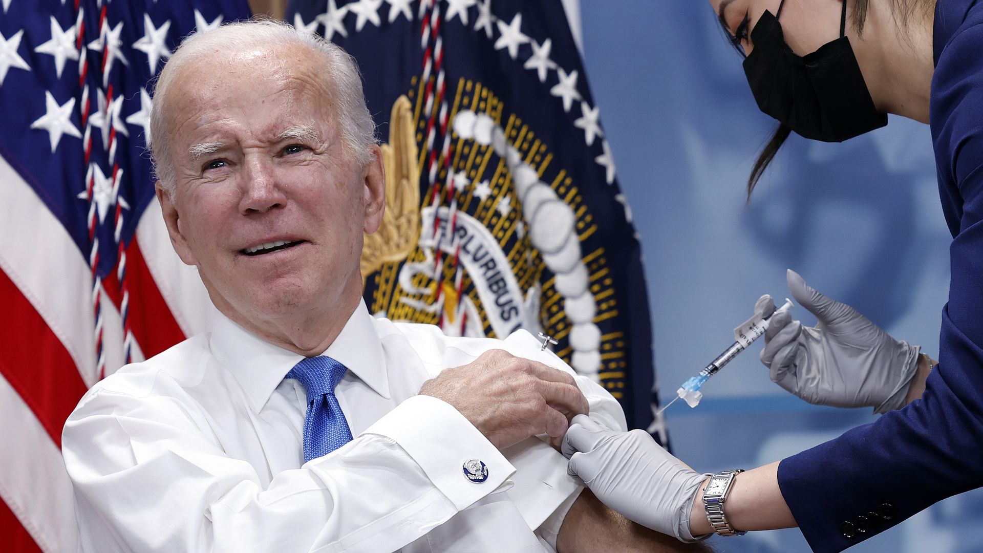 President Joe Biden receives his updated COVID-19 booster.