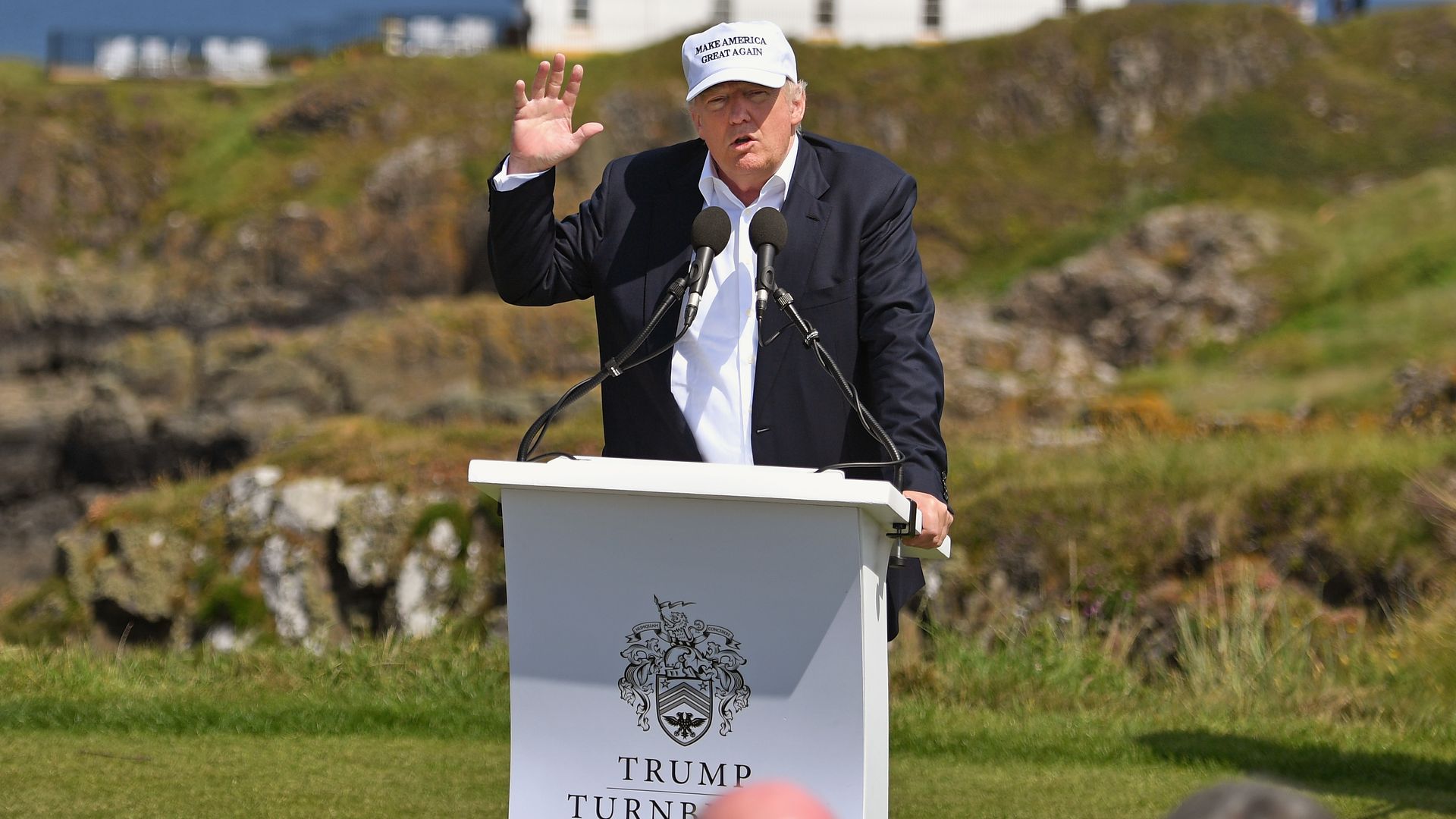 Trump talking at the resort in 2016.