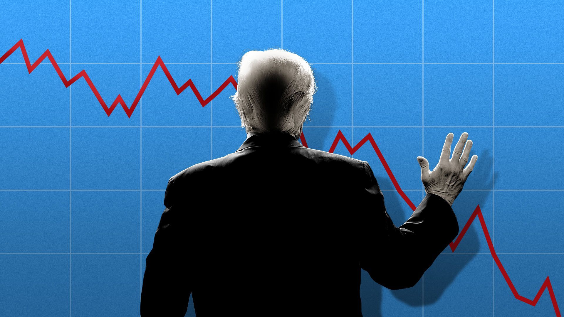 Illustration of Donald Trump facing a falling trend line