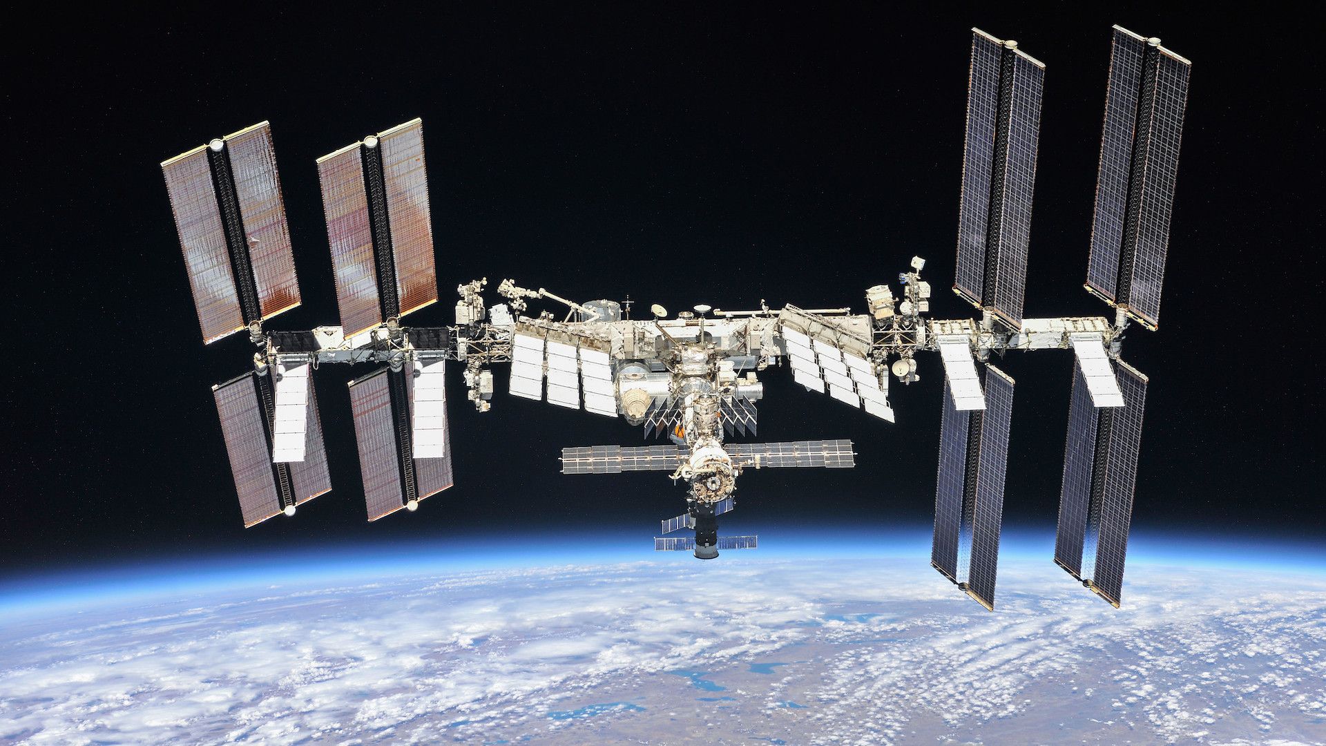 The International Space Station seen from space.