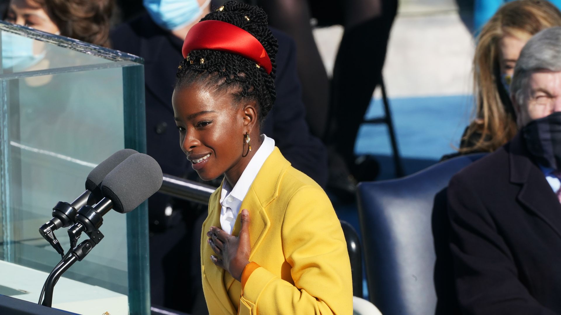  Inaugural poet Amanda Gorman delivered a poem during the inauguration of U.S. President Joe Biden on the West Front of the U.S. Capitol on January 20, 2021 in Washington, DC. 