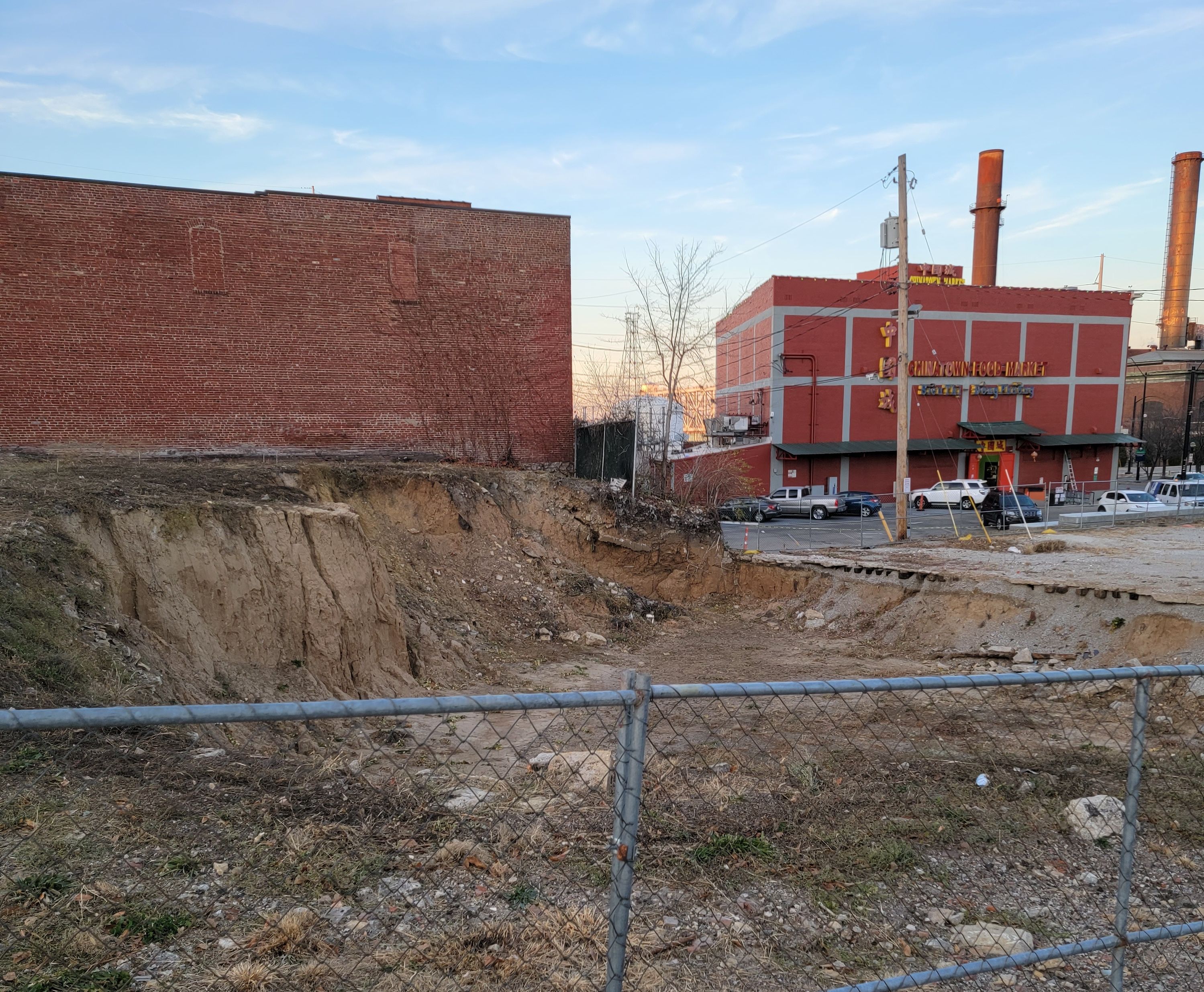 Photo from 2020 shows the River Market pit freshly dug.