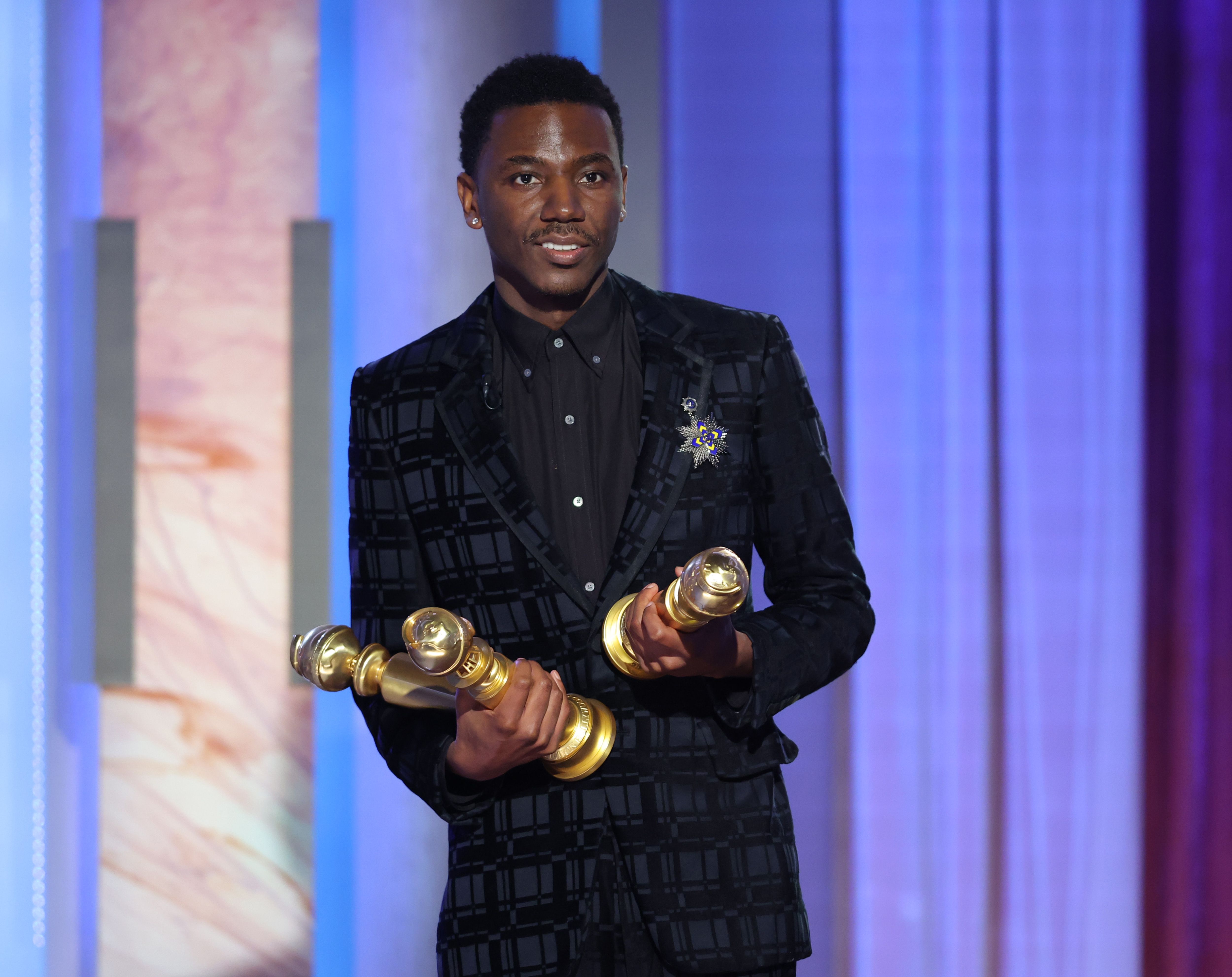 Host Jerrod Carmichael speaks onstage at the 80th Annual Golden Globe Awards held at the Beverly Hilton Hotel on January 10, 2023 in Beverly Hills.
