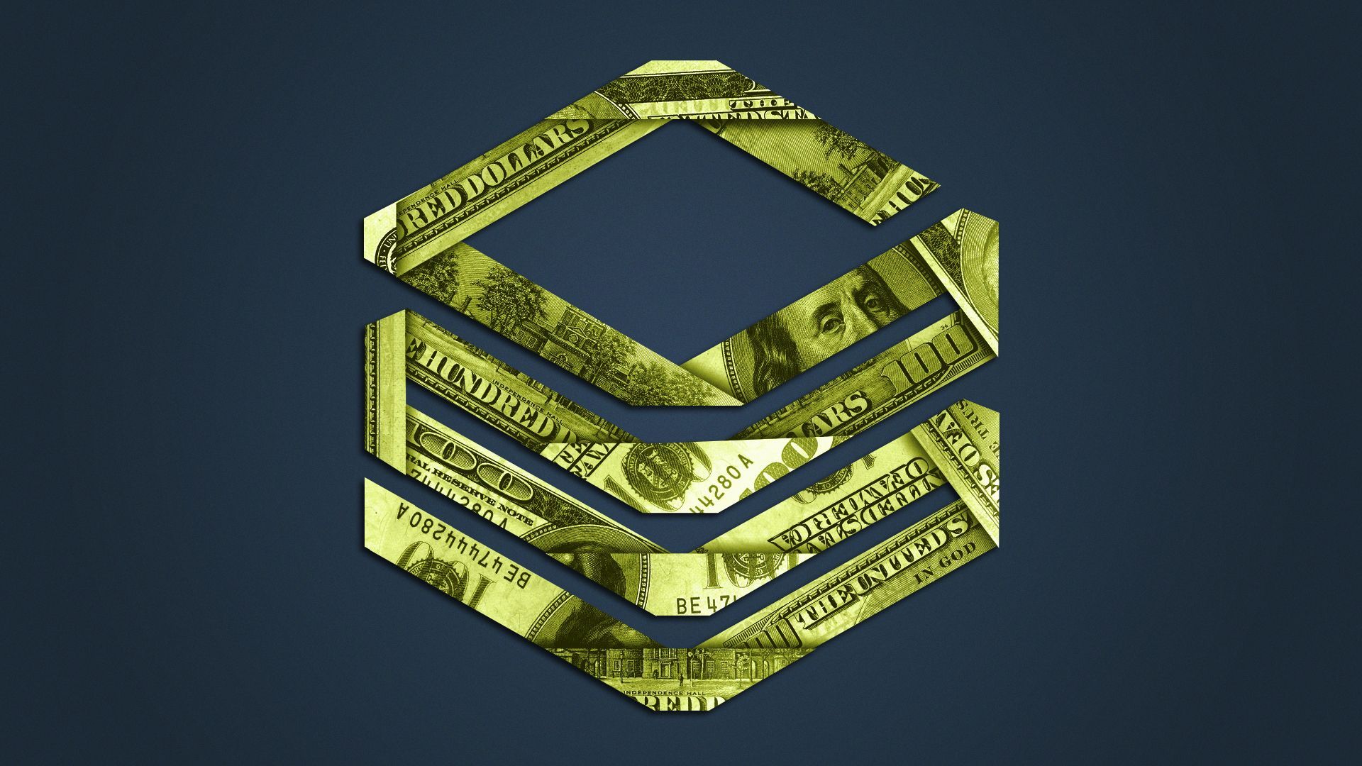 Illustration of the Databrick logo made out of money.