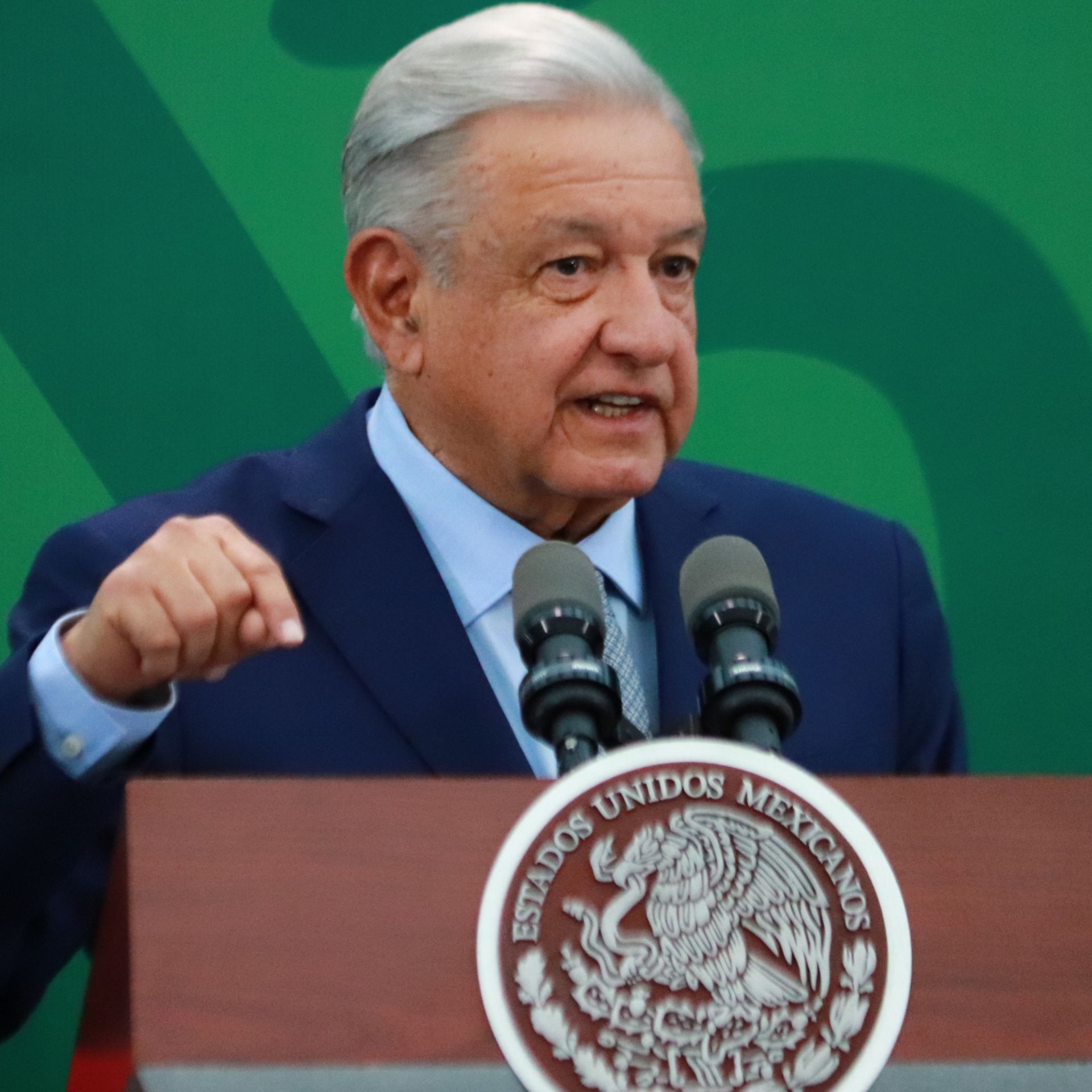 Mexico's President Andres Manuel Lopez Obrador speaks during his briefing morning conference , at the Intelligence Center of the Ministry of Public and Citizen Security.