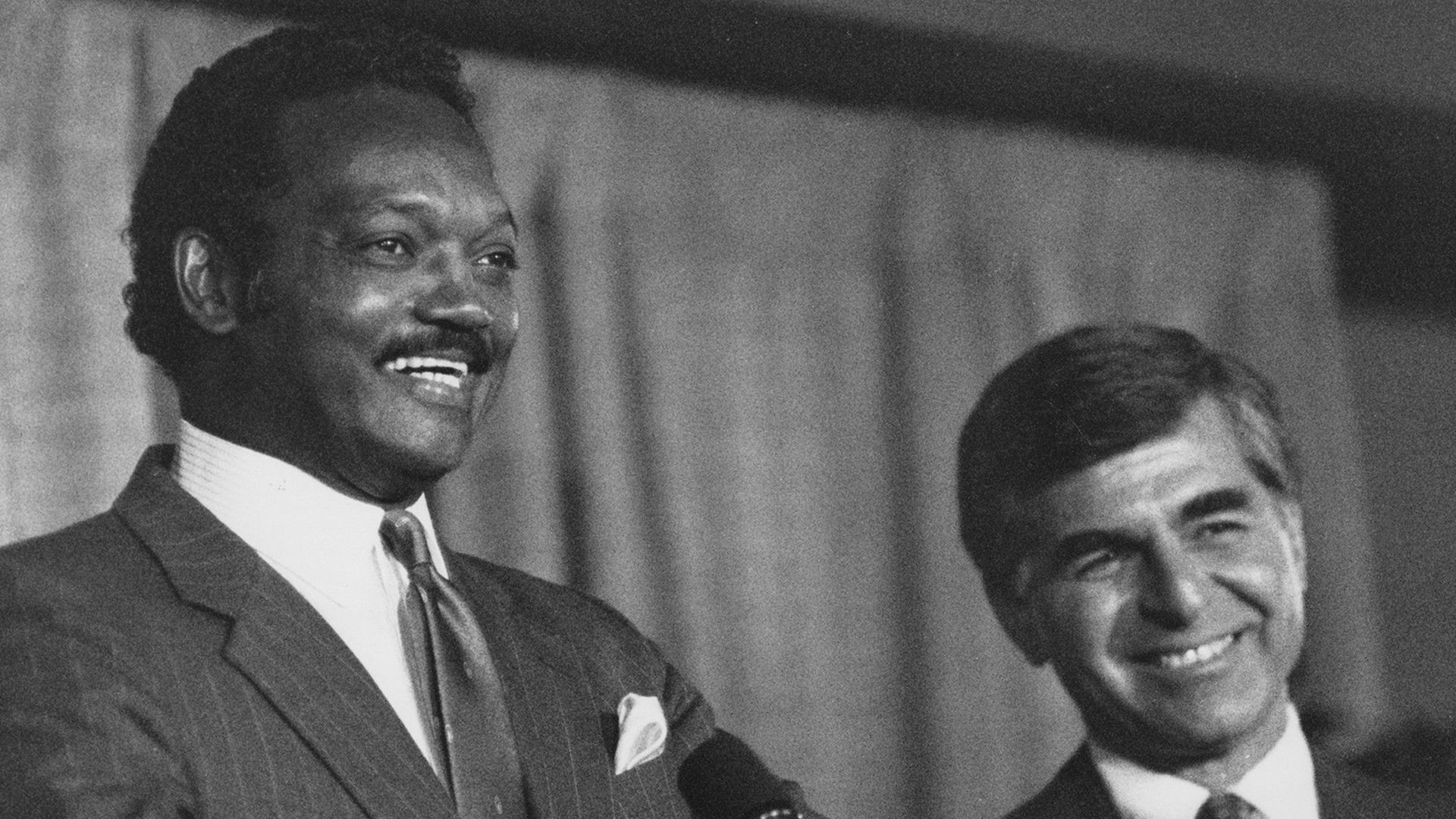 Jesse Jackson and Michael Dukakis