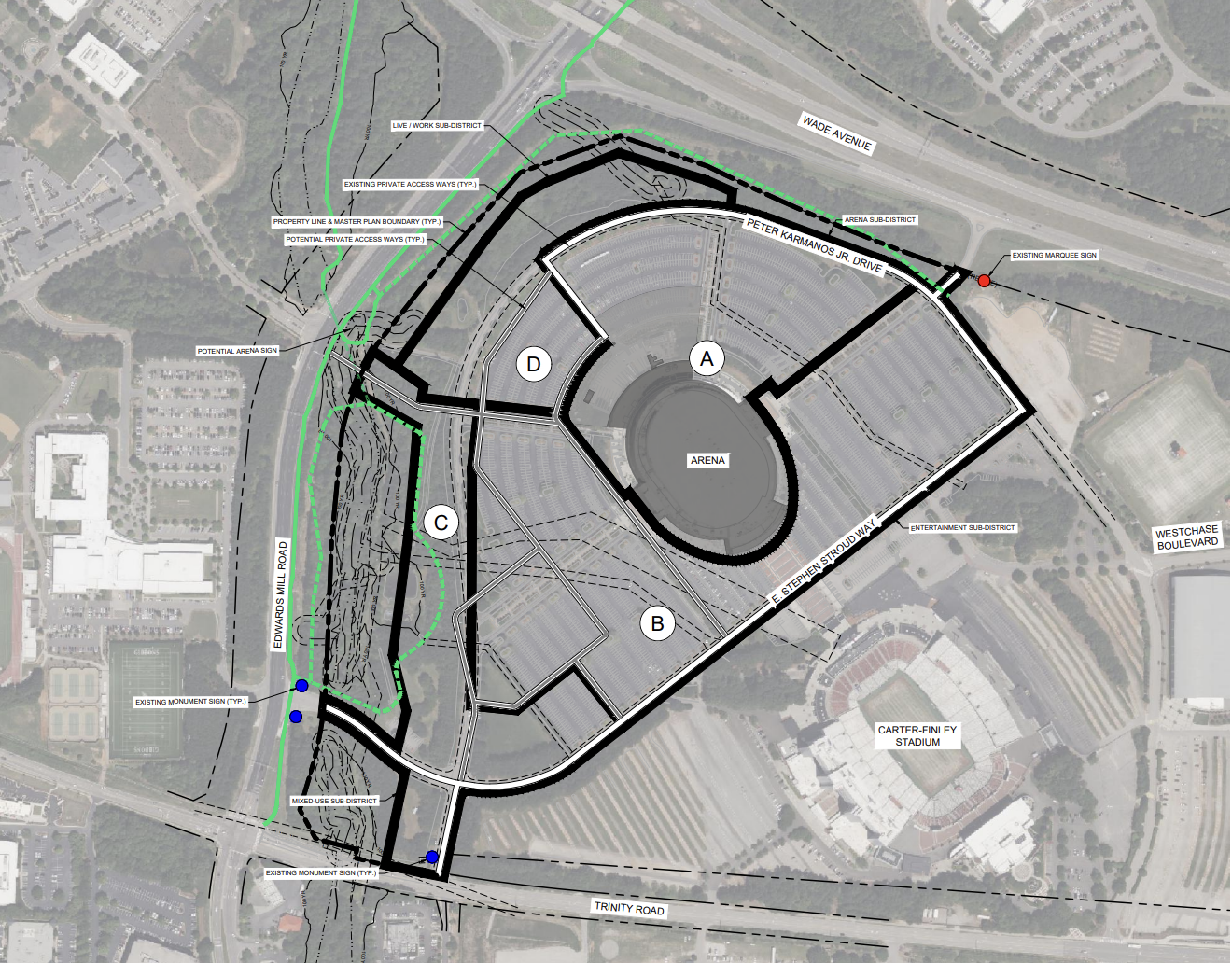 A rendering of a rezoning application for the Lenovo Center