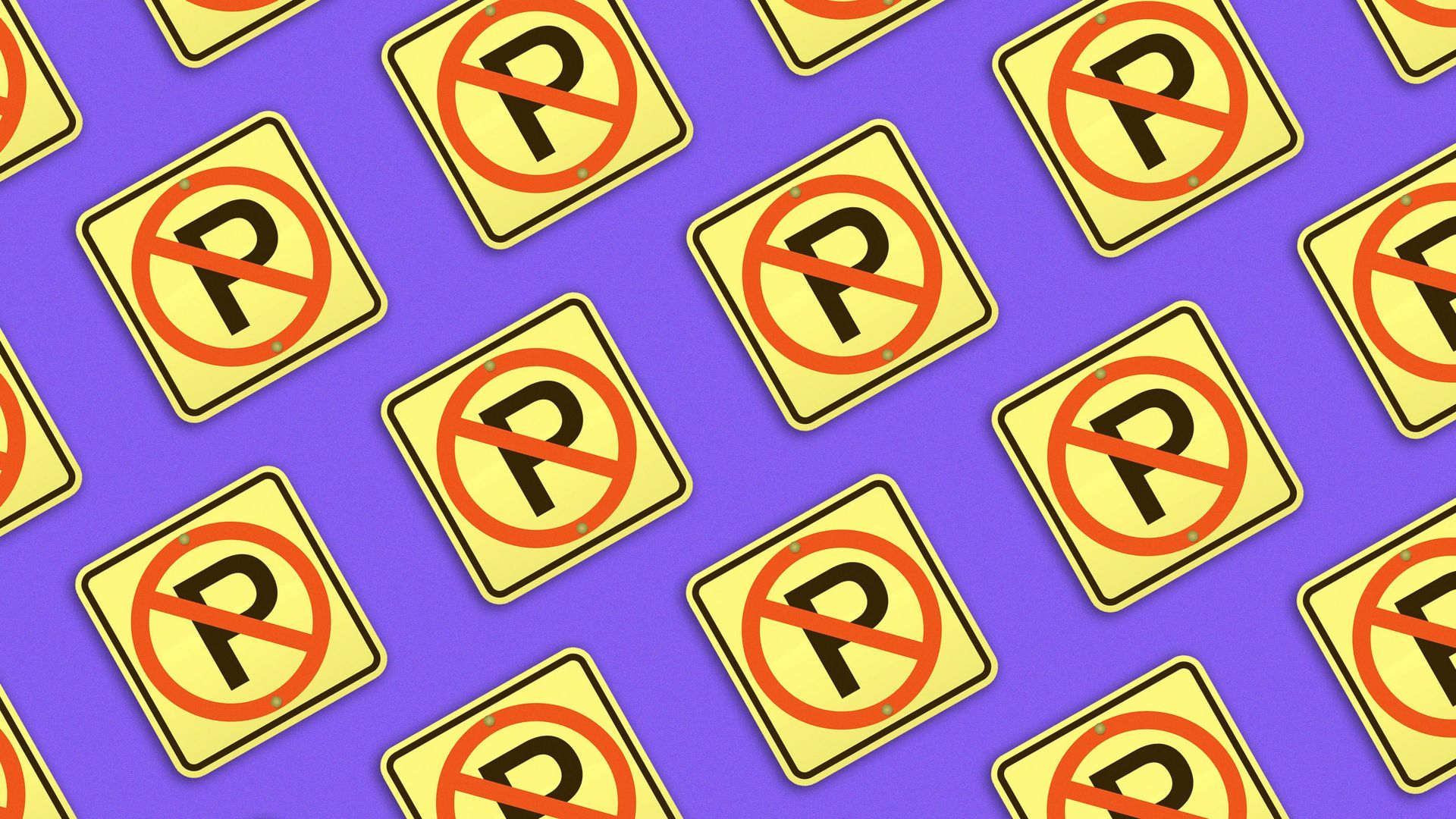 Illustration of a pattern of no parking signs.
