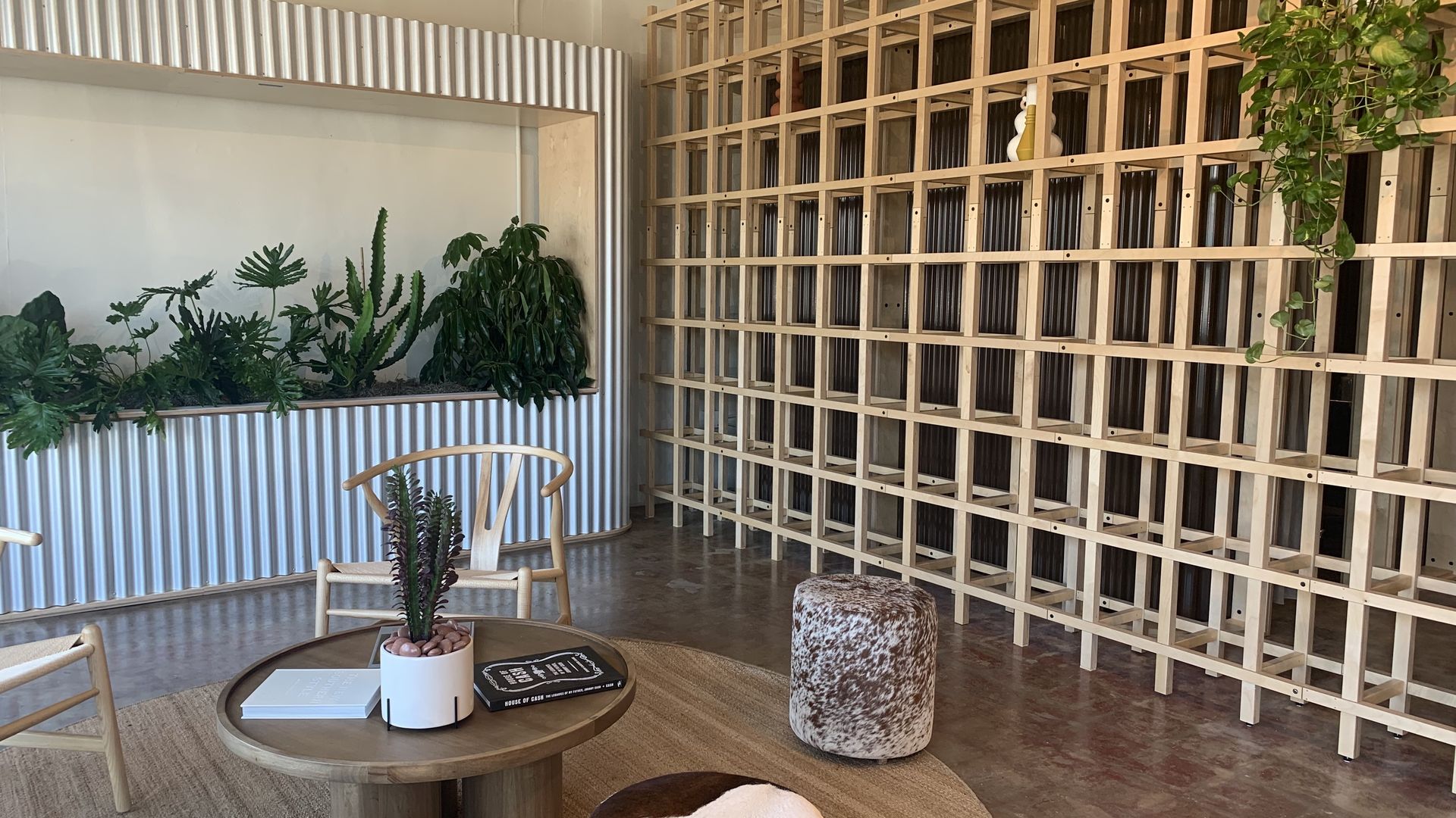 Photo of a lobby with chairs and coffee tables.