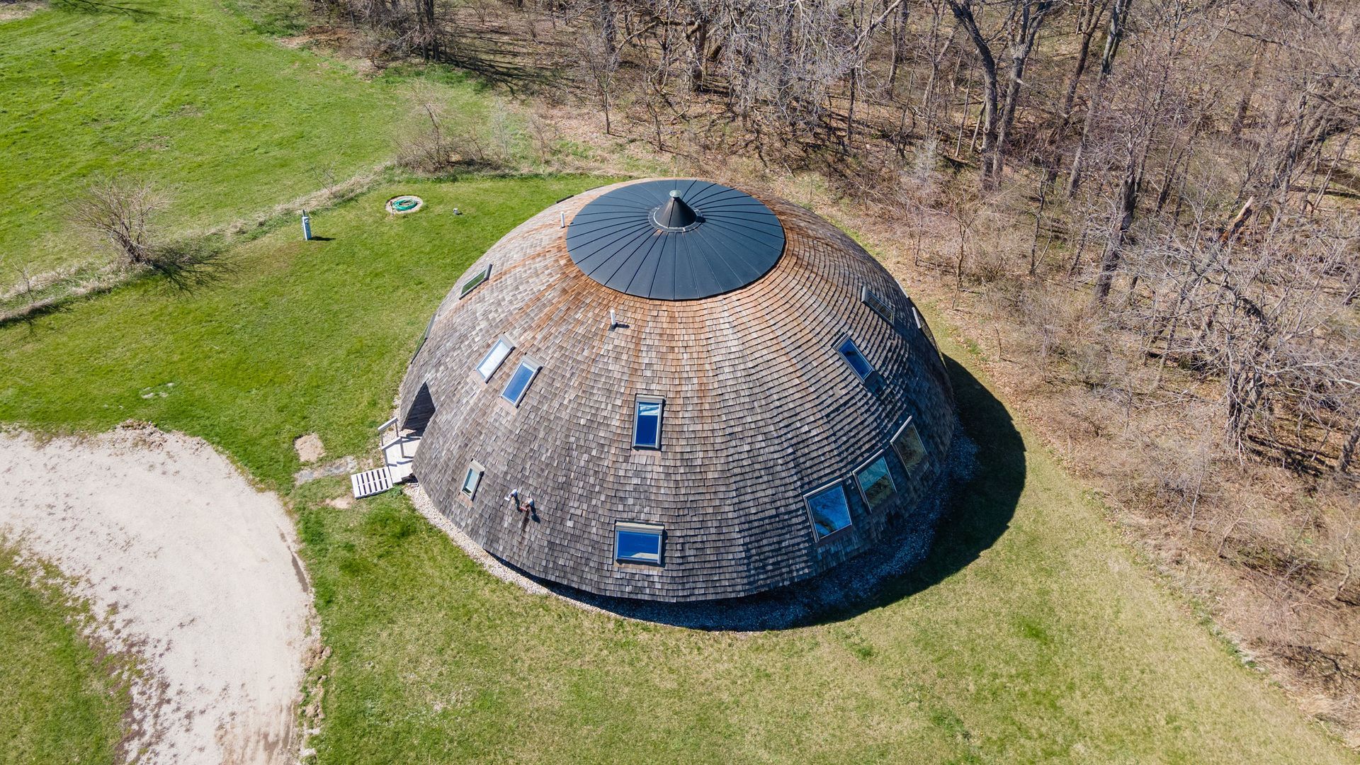 overhead view of dome home