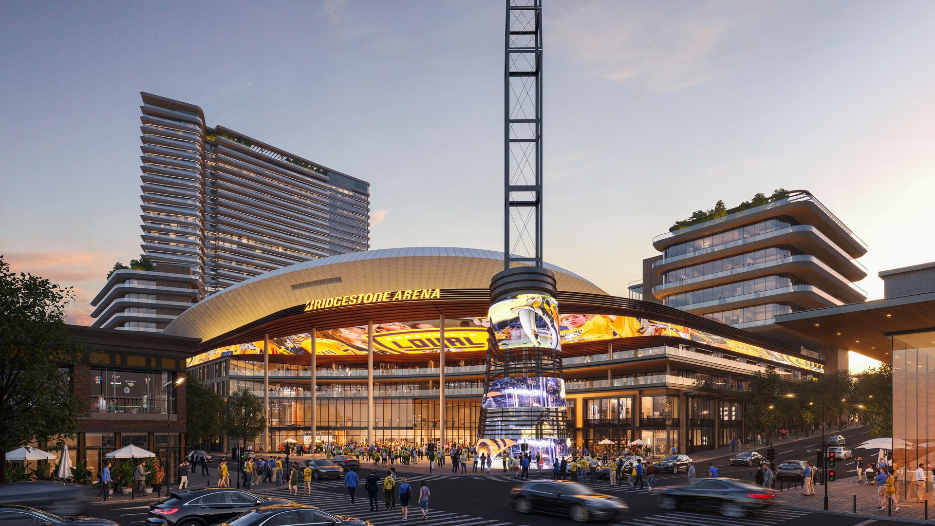 A rendering of the proposed Bridgestone Arena expansion