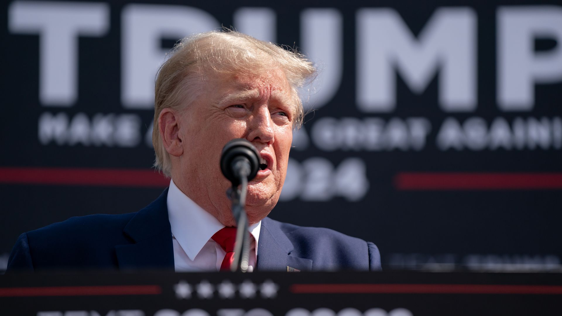 Former U.S. President Donald Trump speaks to a crowd during a campaign rally on September 25, 2023 in Summerville, South Carolina. 