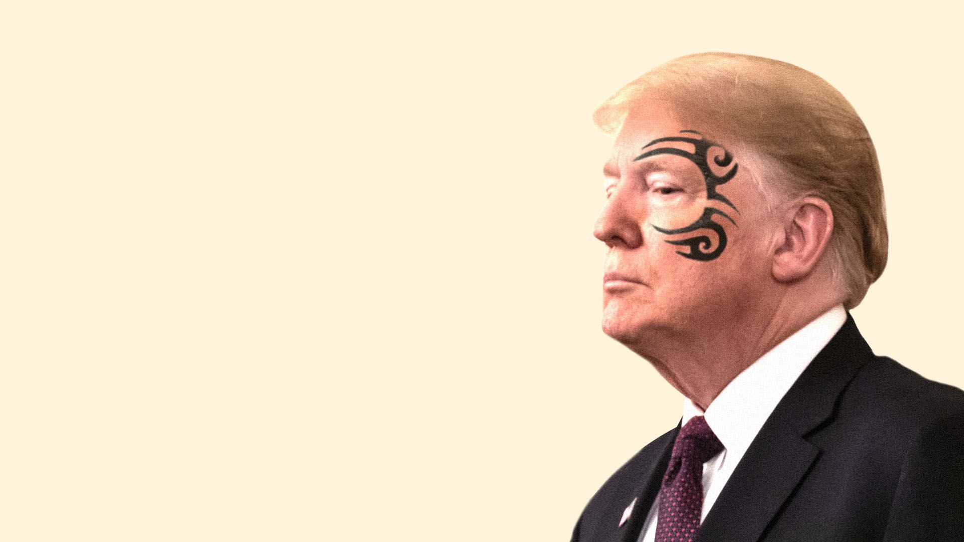 Illustration of Trump with Mike Tyson's face tattoo