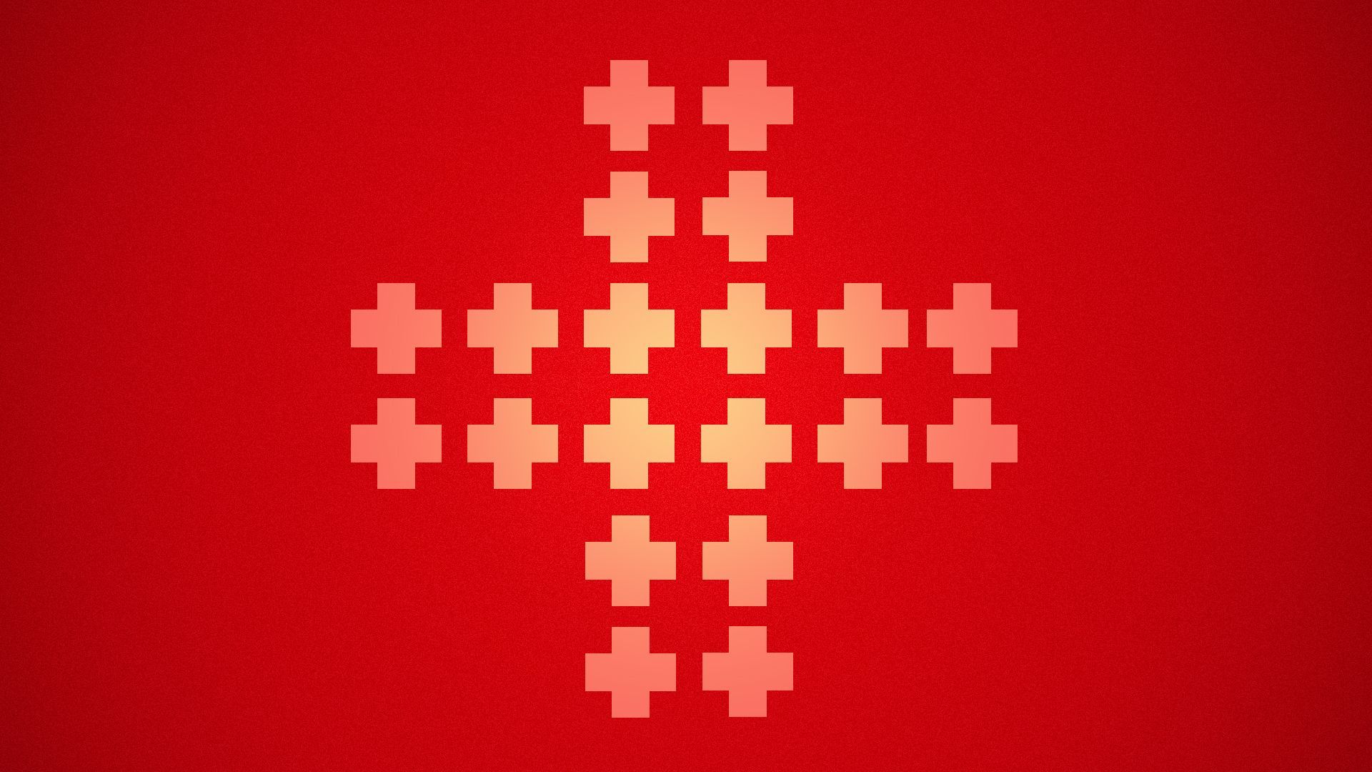 Illustration of small red crosses forming a larger one.