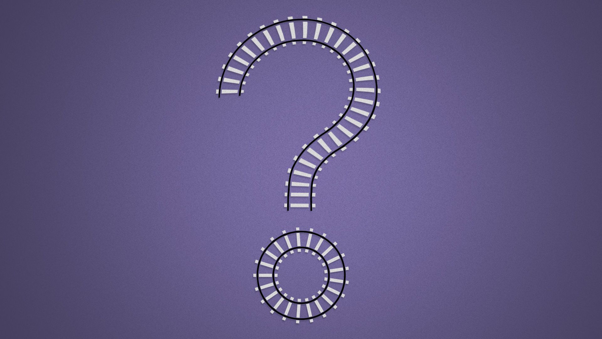 Illustration of a question mark made out of railroad tracks. 