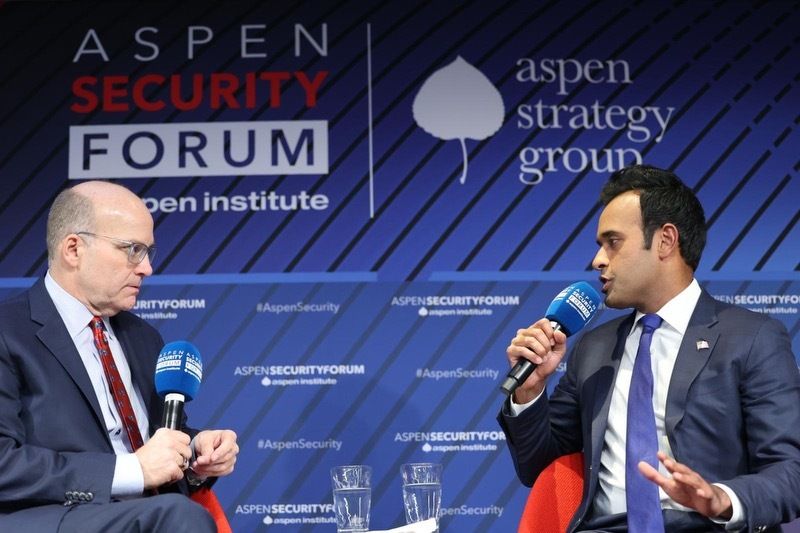 Mike Allen interviews Vivek Ramaswamy at the Aspen Institute's Security Forum in D.C. yesterday.