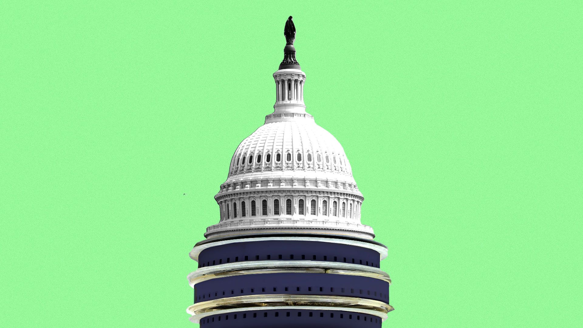 Illustration of a stack of film reels with the capitol dome roof on top.