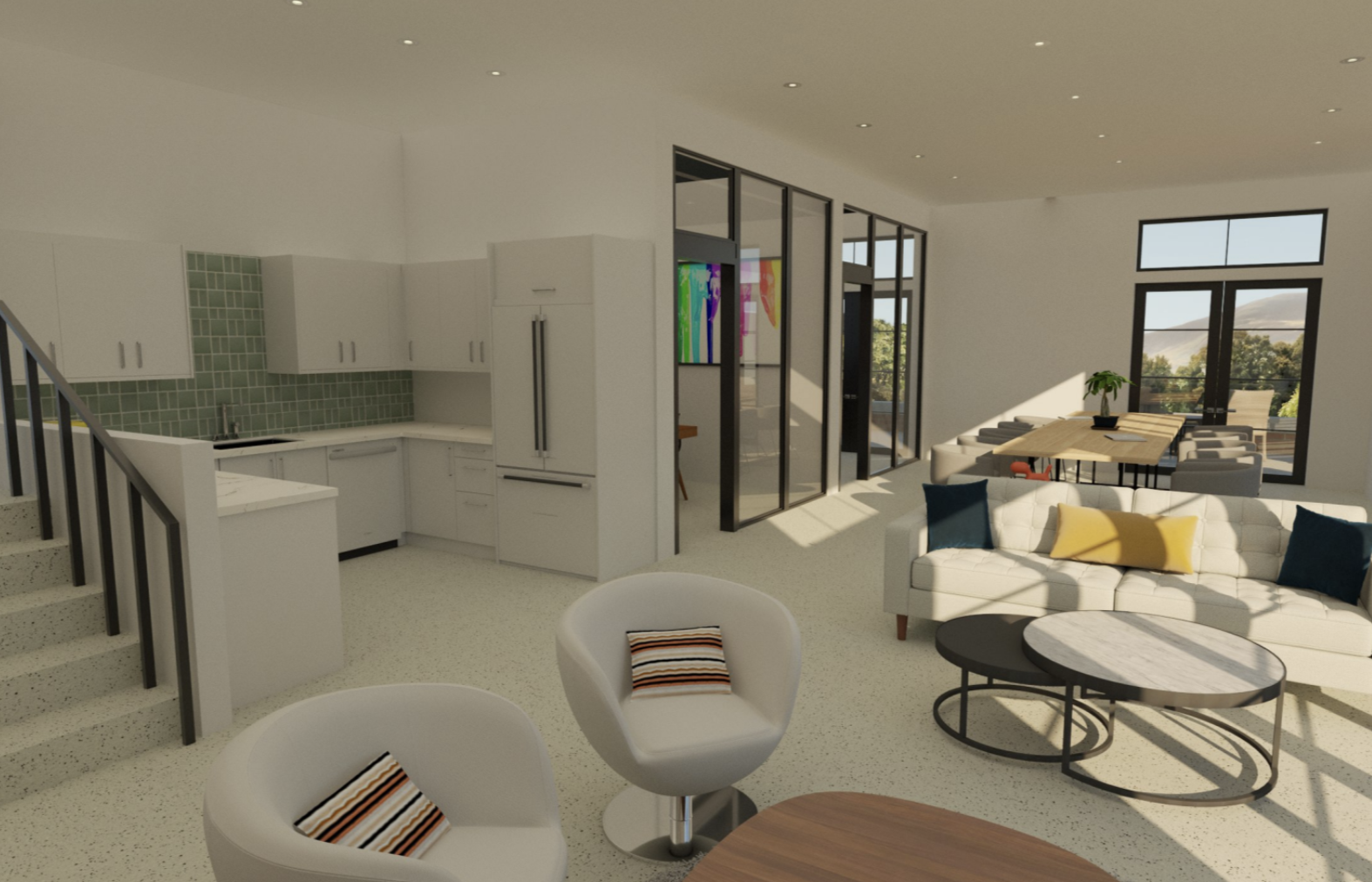 Rendering of an office space.