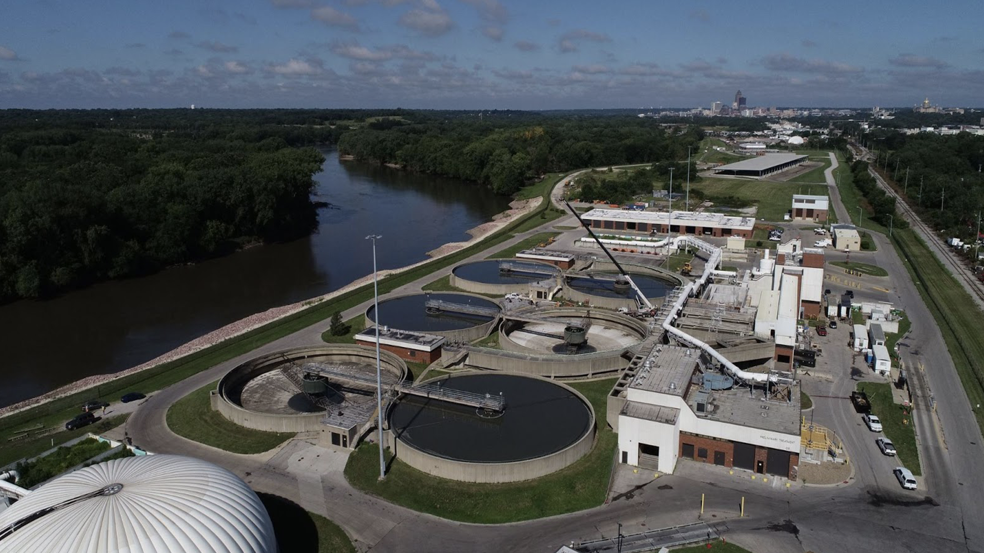 An aerial photo of Des Moines Metropolitan Wastewater Reclamation Authority's facilities.