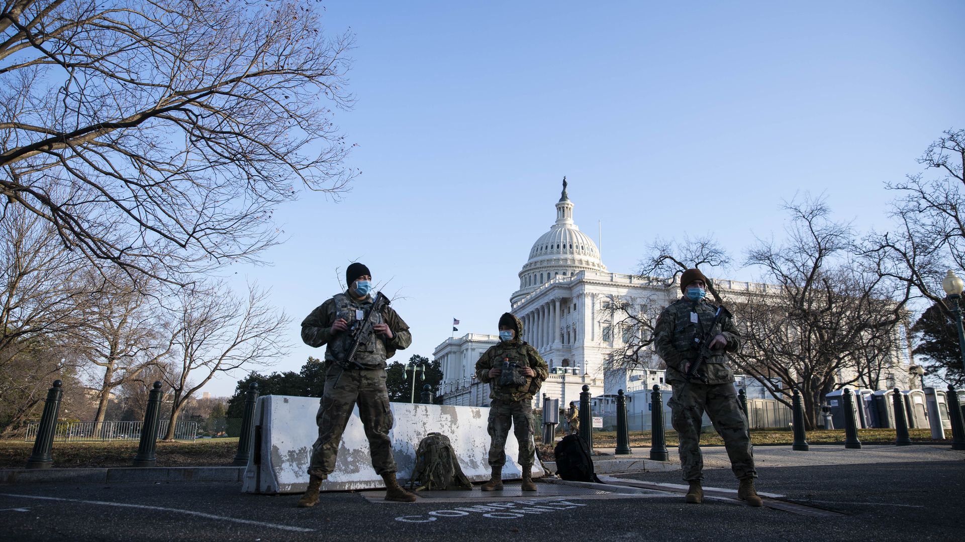 National Guard troops outside the Capitol