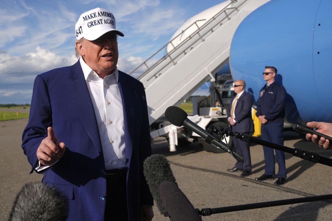 President Trump speaks to reporters yesterday. Photo: Manuel Balce Ceneta/AP