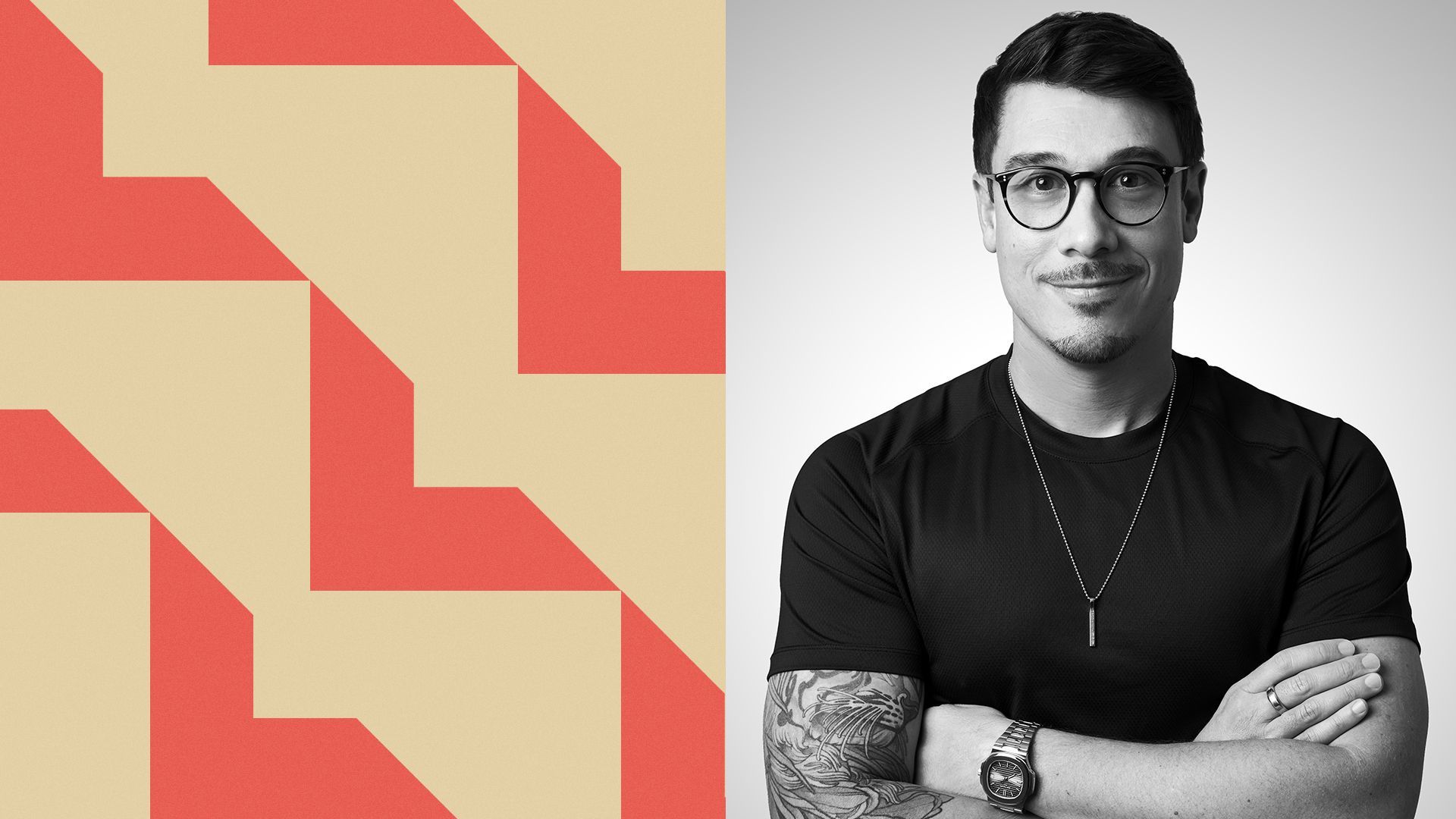 Photo illustration of Moritz Baier-Lentz with Lightspeed's logo.