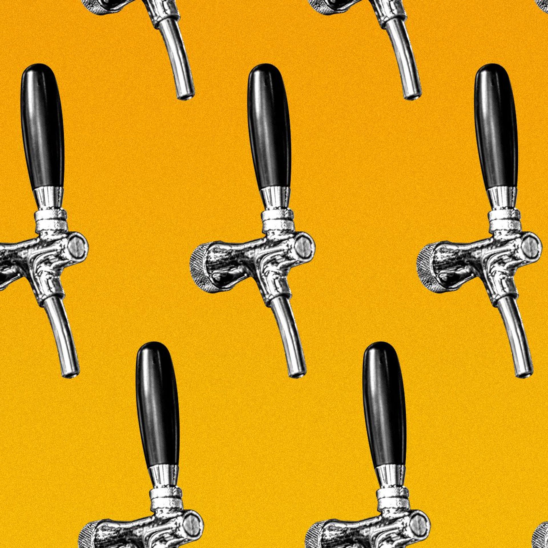 Illustration of a pattern of beer taps.