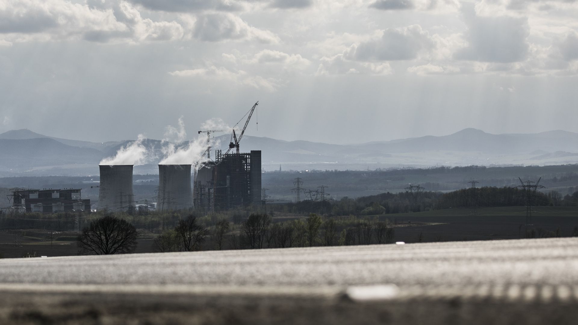 Coal power plants in the distance