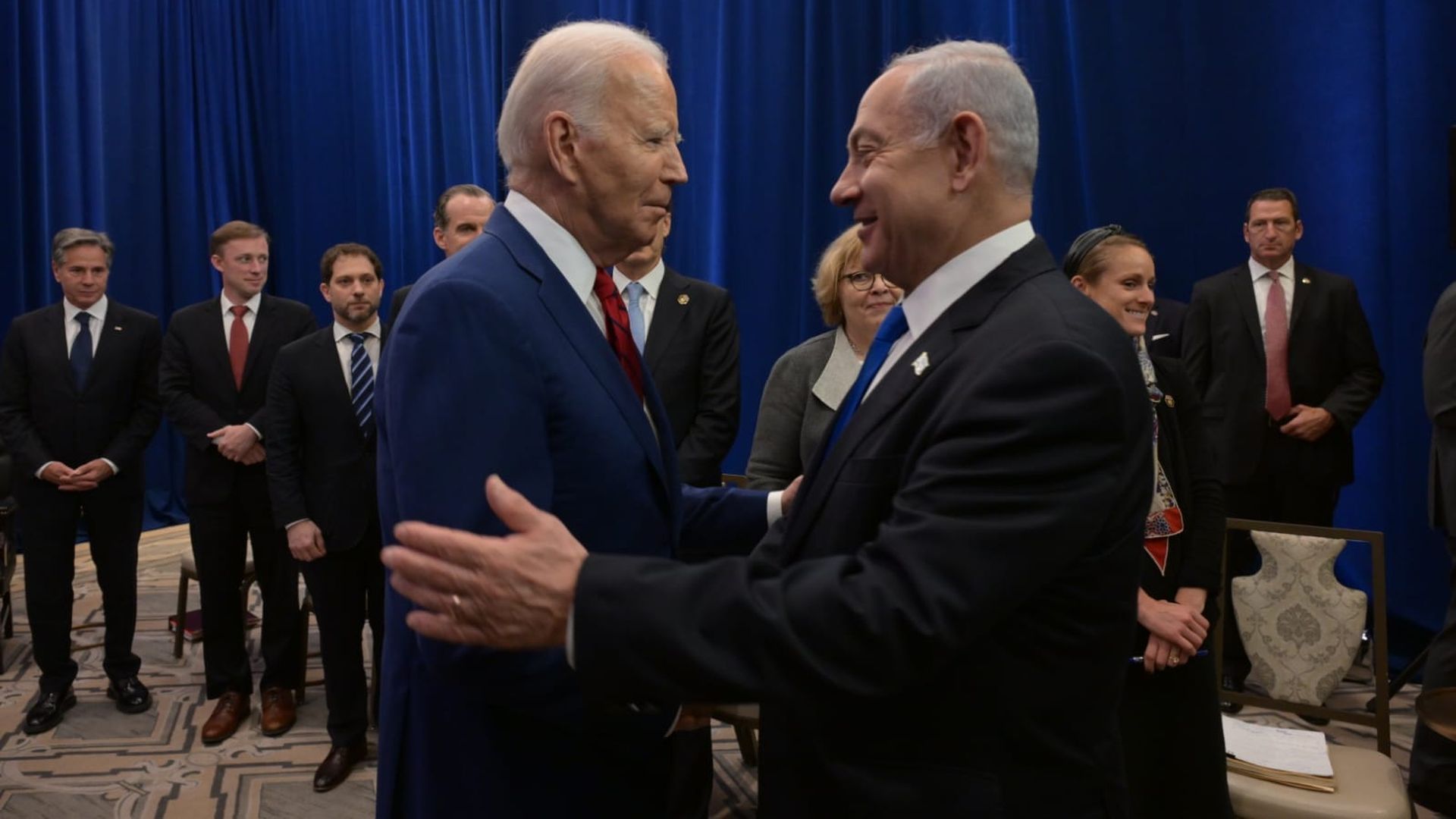 President Biden and Israeli Prime Minister Benjamin Netanyahu shake hands in New York.