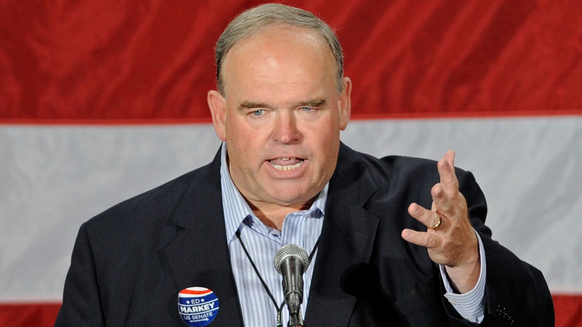 Then-Mass. Democratic Party Chairman John Walsh speaks during a party to celebrate Ed Markey's U.S Senate special election victory at the Park Plaza Hotel in  2013.