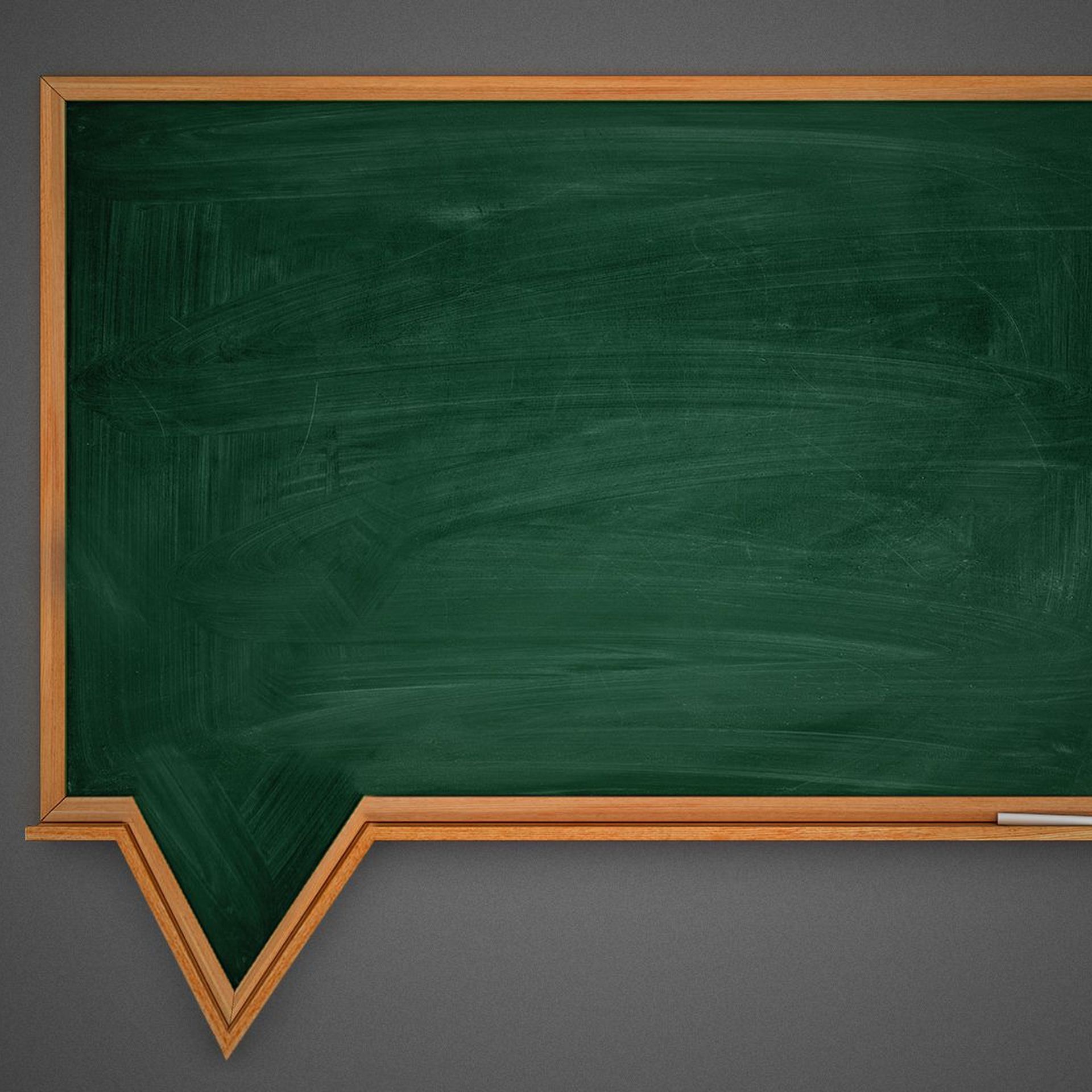 Illustration of a chalkboard in the shape of a speech bubble. 