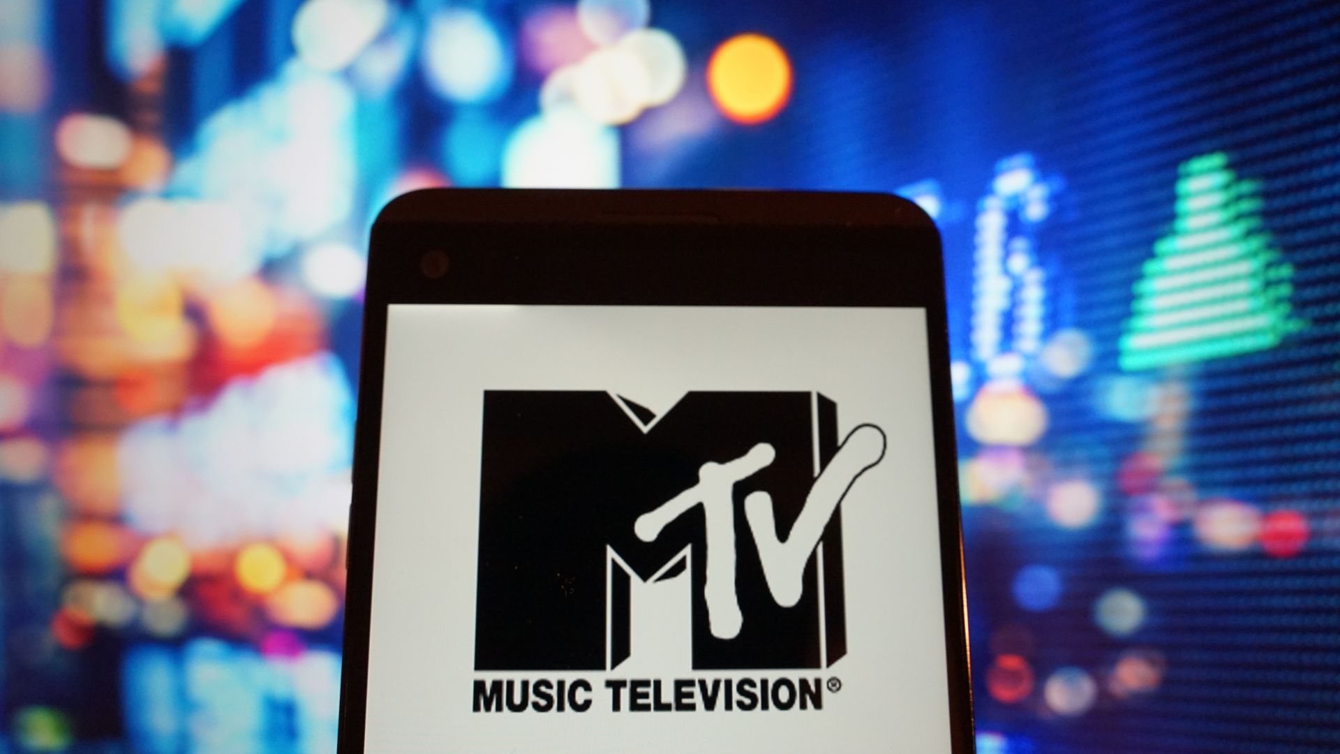 MTV logo on a phone screen
