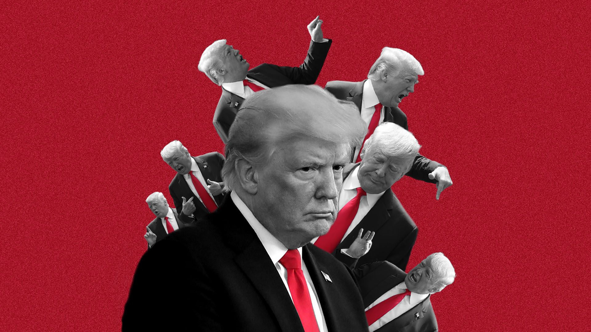 A collection of photos of angry Donald Trumps