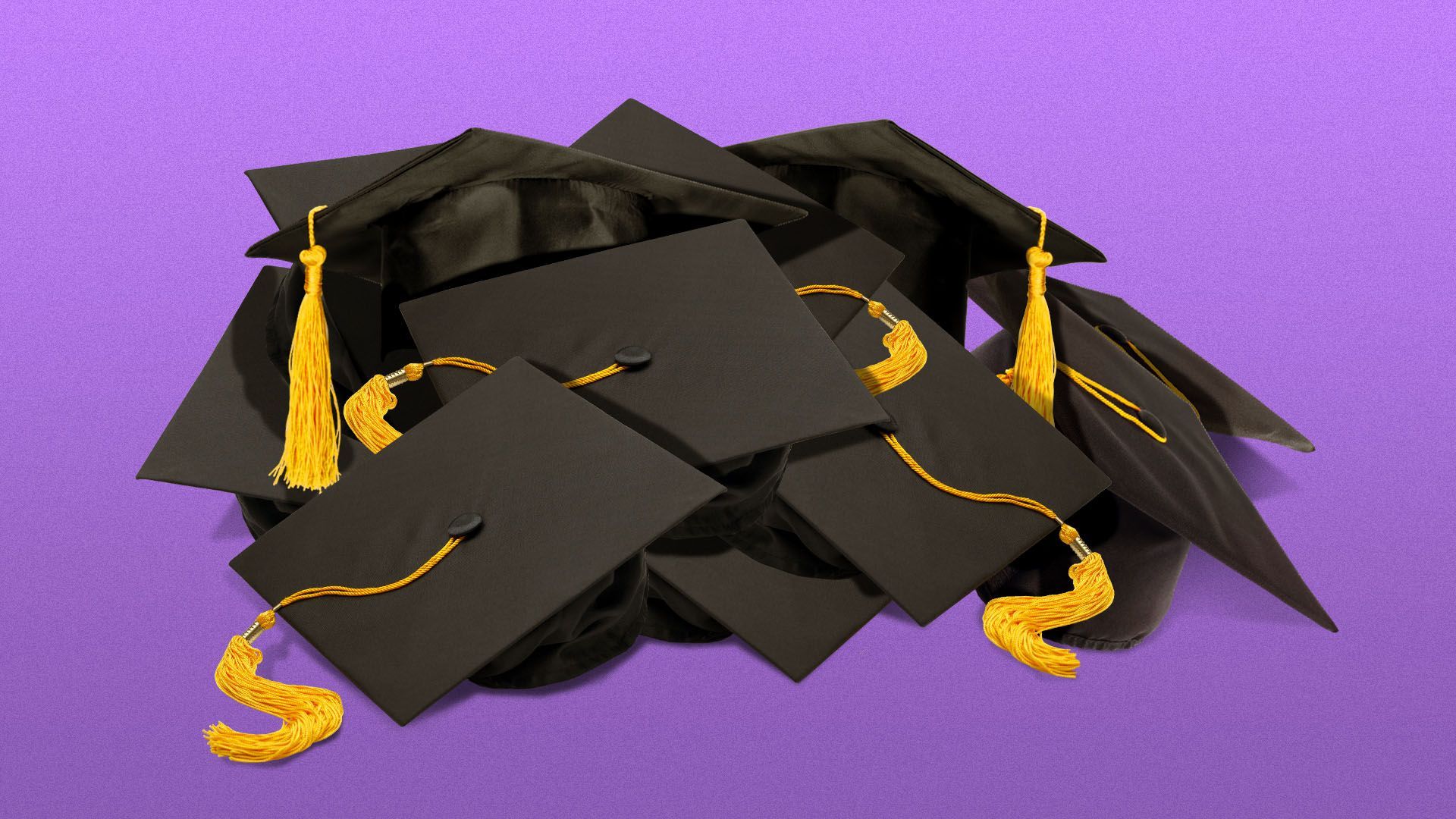 Illustration of a pile of graduation caps