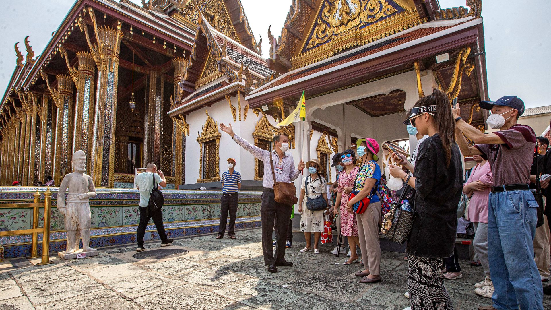 Chinese tourists visited the Grand Palace in Bangkok, Thailand, three years after the COVID-19 pandemic. 