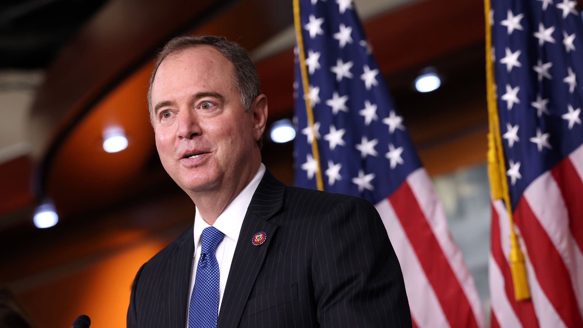Rep. Adam Schiff (D-Calif.) speaking in the Capitol on Sept. 21.