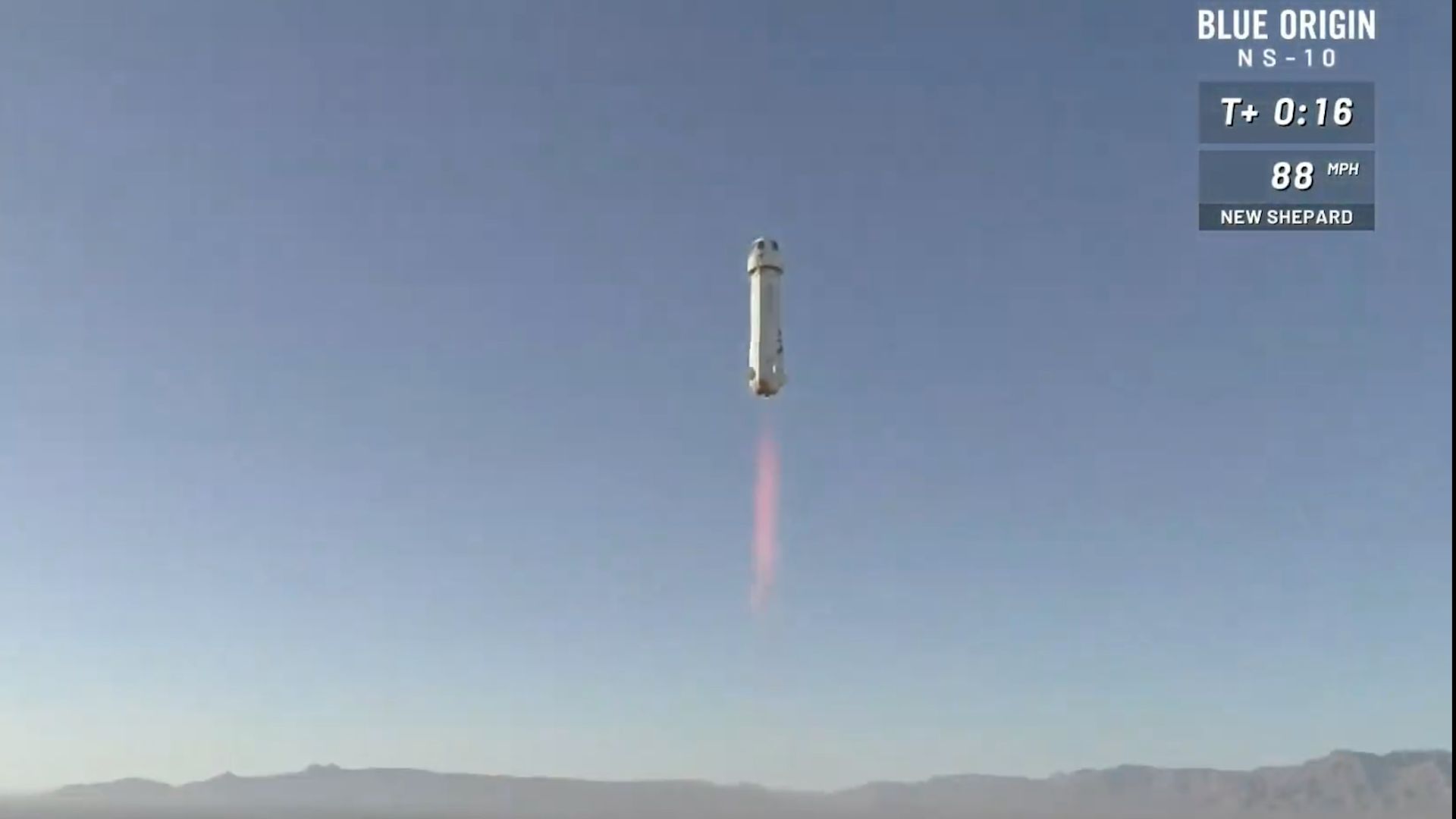 Blue Origin's New Shepard rocket ascends above West Texas on Jan. 23, 2019.