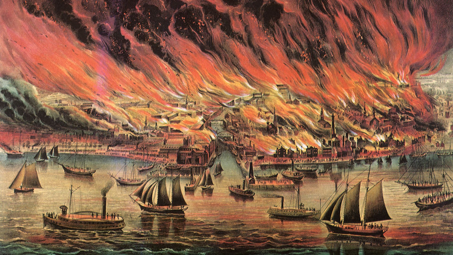 Painting of the city of fire. 