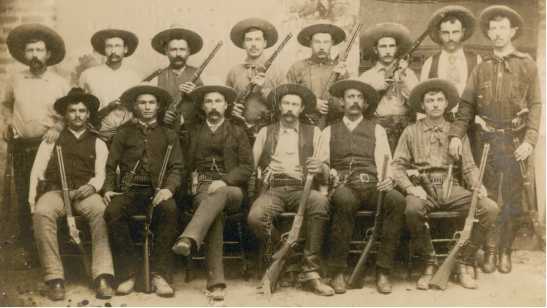A group of rifle-bearing Texas Rangers.