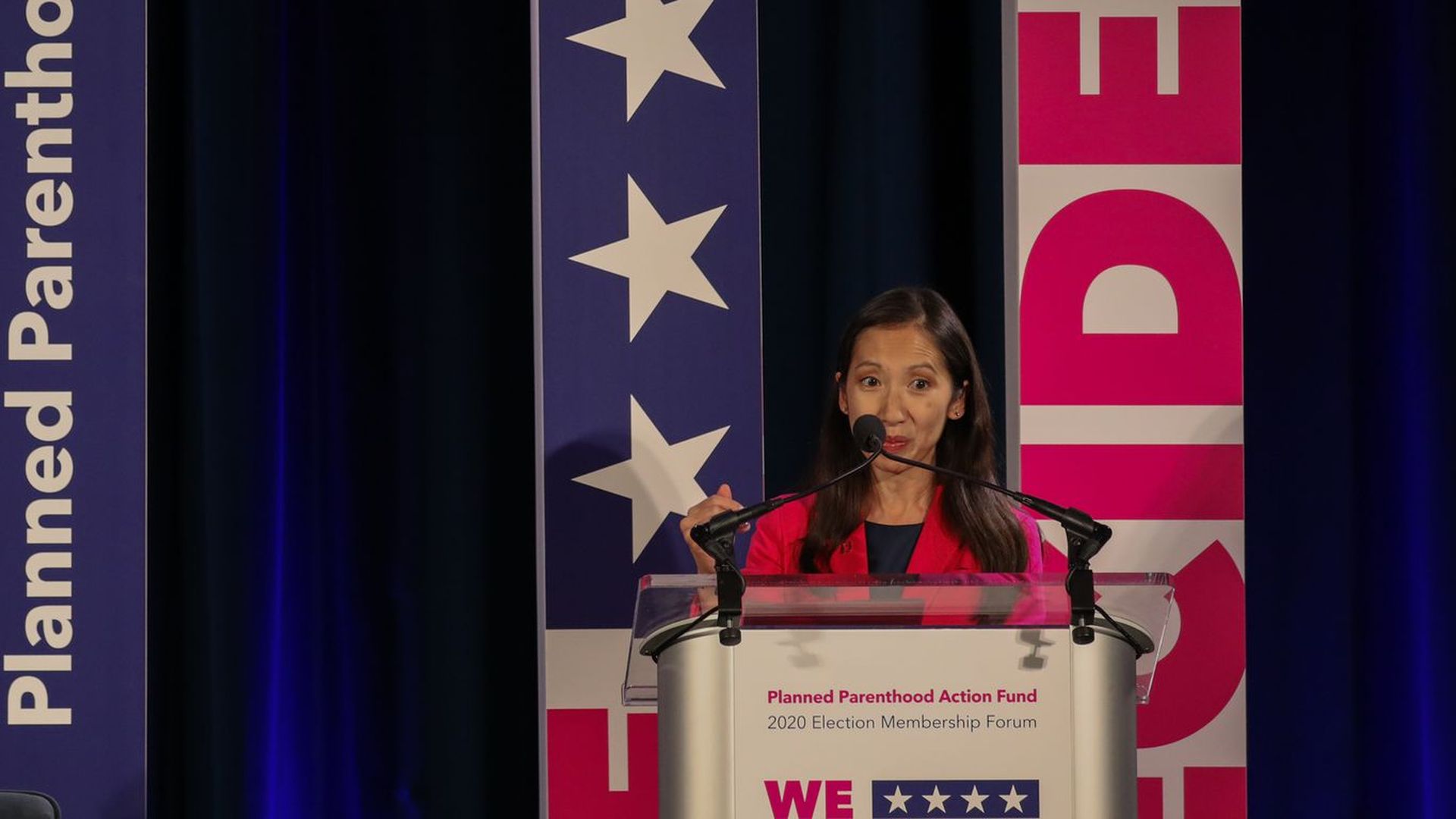 Leana Wen makes a speech