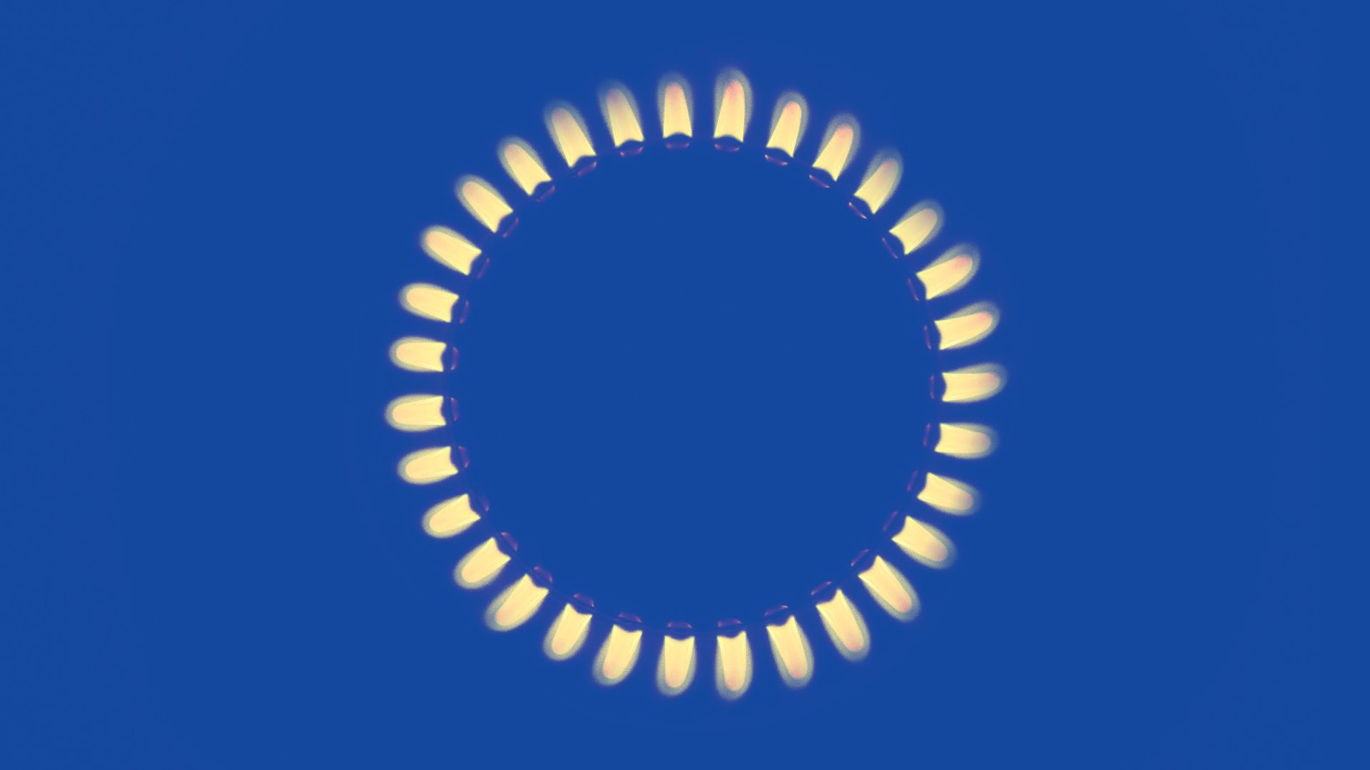 Illustration of a circular gas burner as the stars on the EU flag.