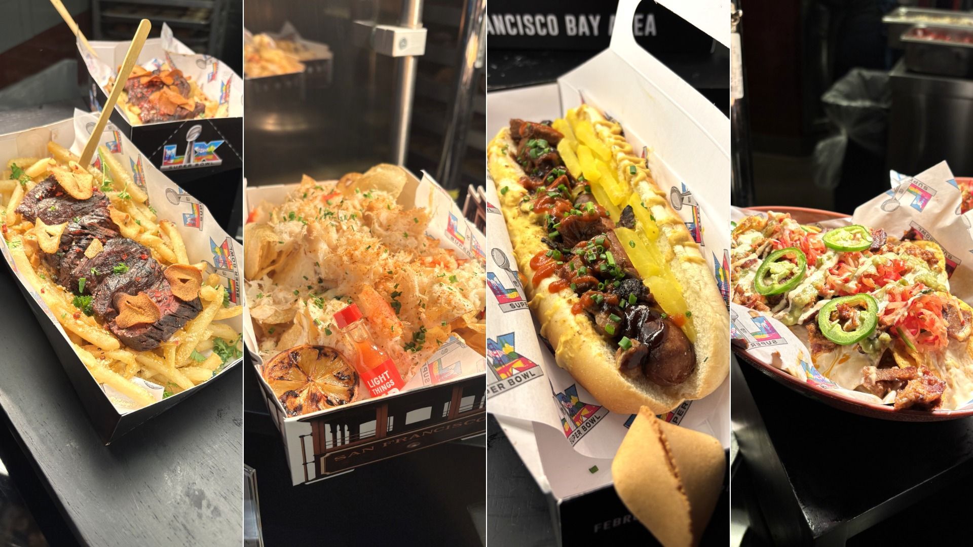 The Gilroy garlic steak frites; Dungeness crab "potachos;" super-hot Chinatown dawg and Silicon Valley grande nachos