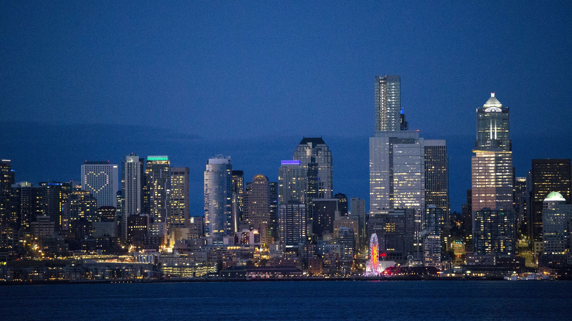 Seattle after sunset.