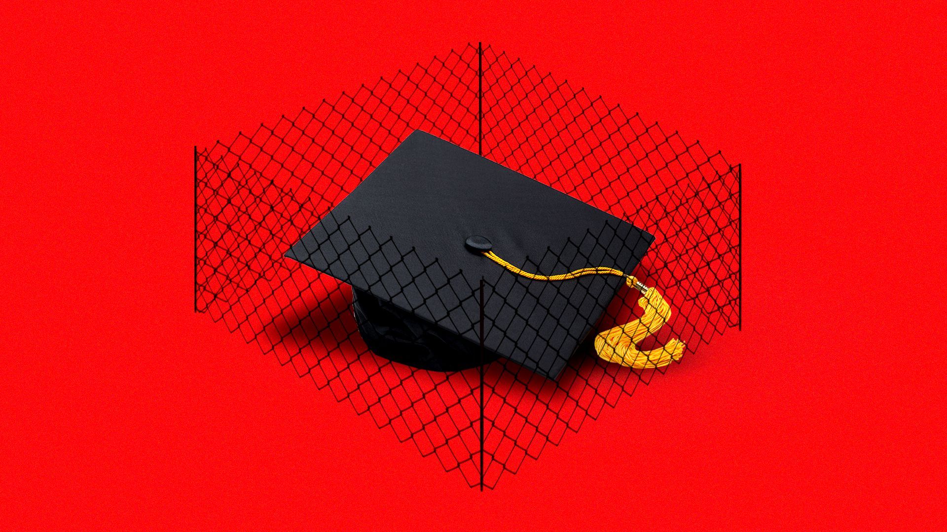 Illustration of a fenced-in graduation cap 
