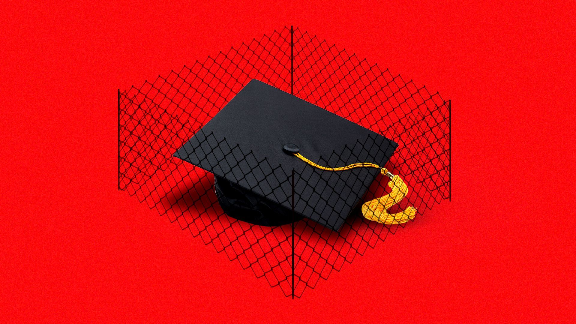 Illustration of a fenced-in graduation cap